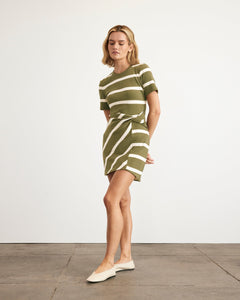 Short Striped Cody Dress in Fern & Cream Stripe