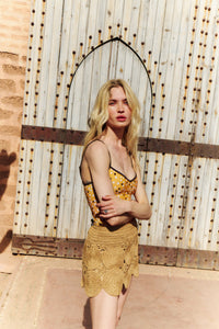 The Shea One Piece in Marigold Ikat Dot