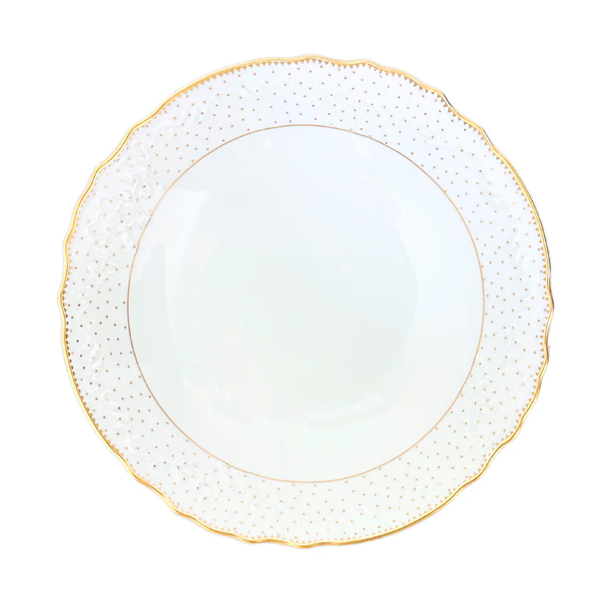 Simply Anna Polka Open Vegetable Bowl in White/Gold