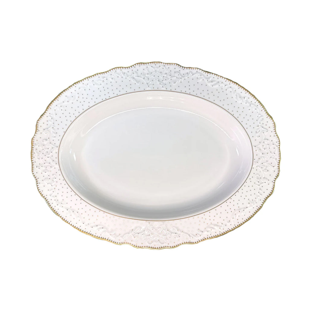 Simply Anna Polka Oval Platter in White/Gold