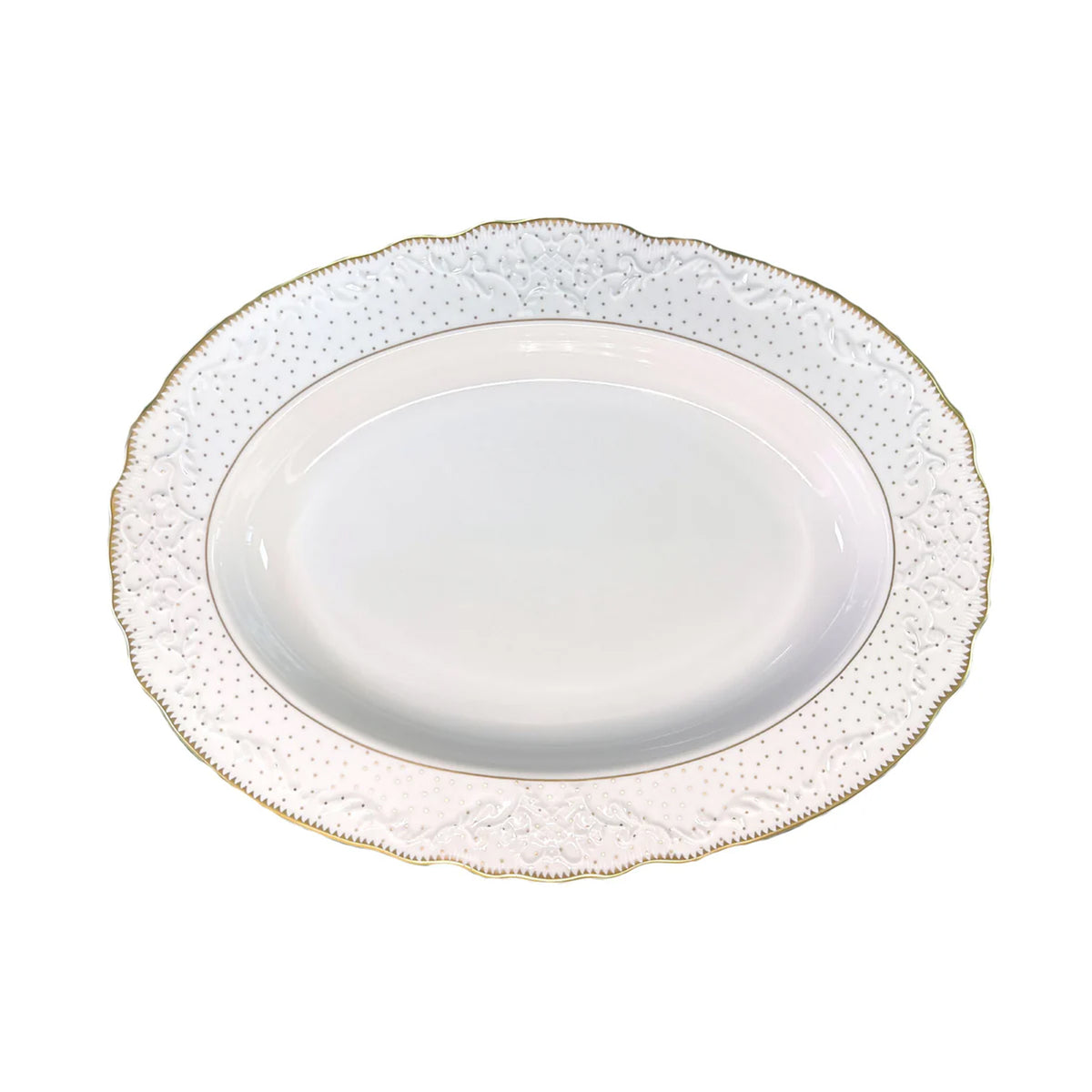 Simply Anna Polka Oval Platter in White/Gold