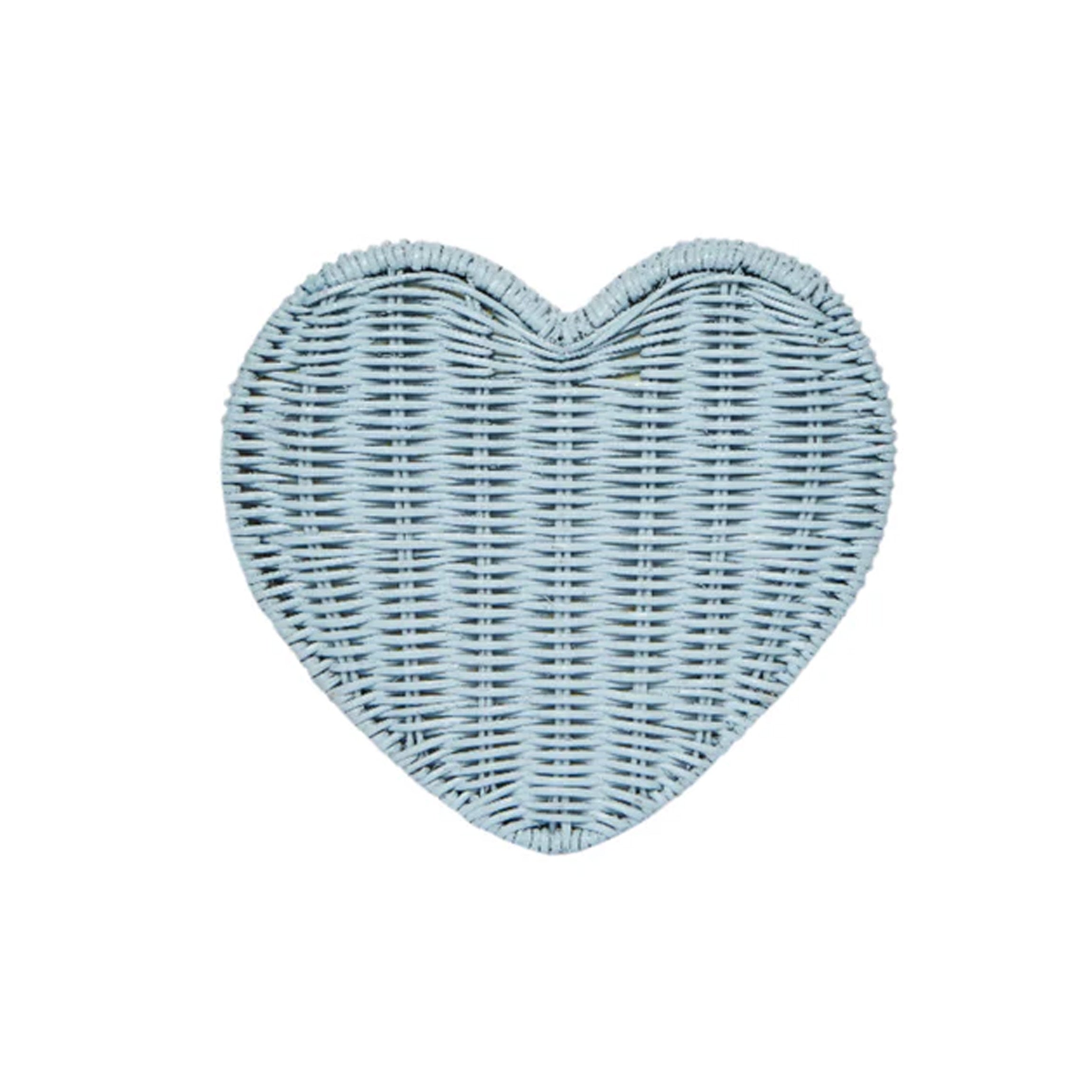 Sisal Heart Wicker Straw Clutch Bag in Blue