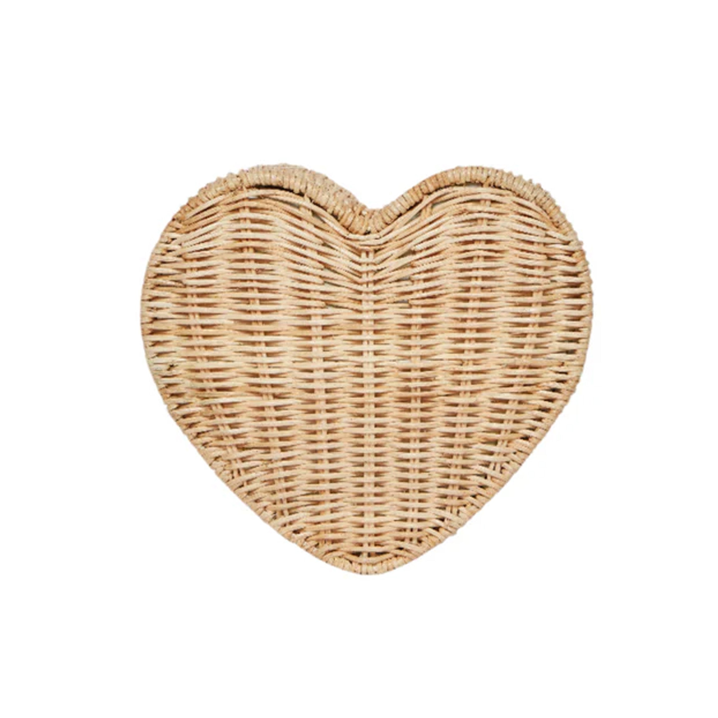 Sisal Heart Wicker Straw Clutch Bag in Natural