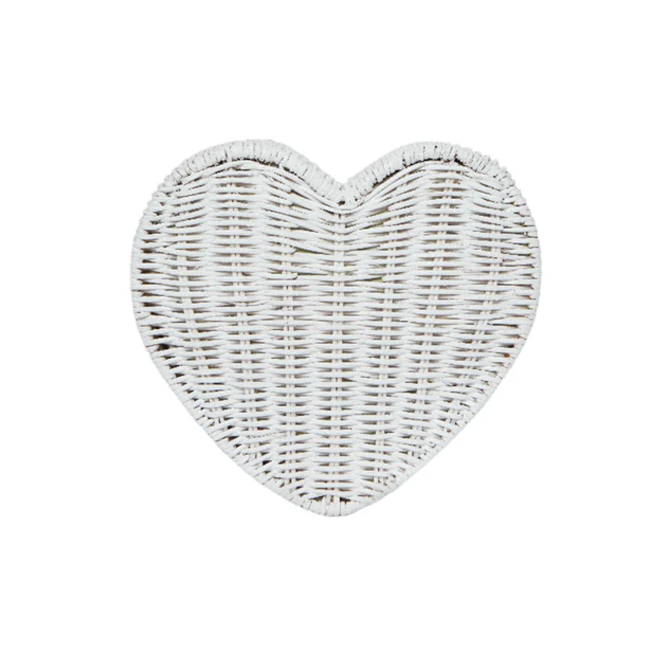 Sisal Heart Wicker Straw Clutch Bag in White