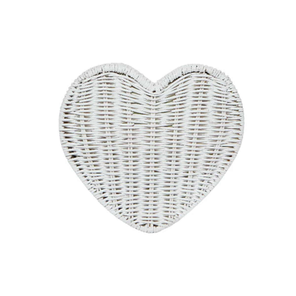 Sisal Heart Wicker Straw Clutch Bag in White