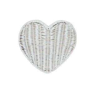 Sisal Heart Wicker Straw Clutch Bag in White
