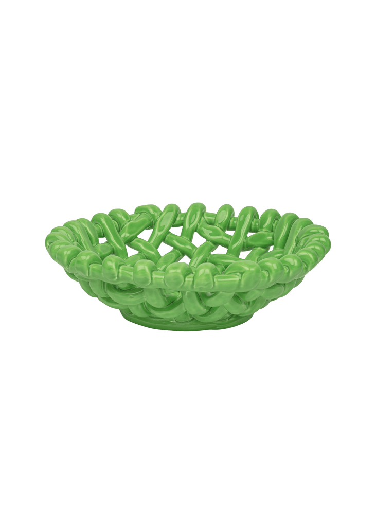 Apple Green Basketweave Bowl