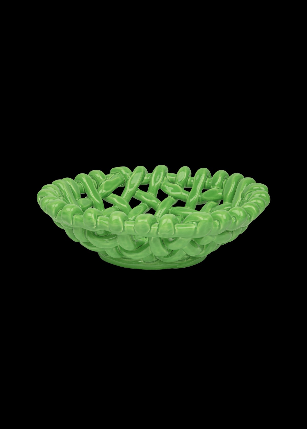 Apple Green Basketweave Bowl