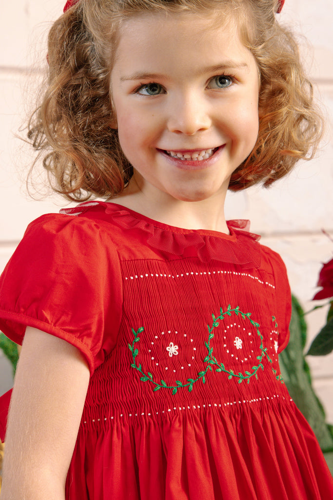 Sofia Red Smocked Dress