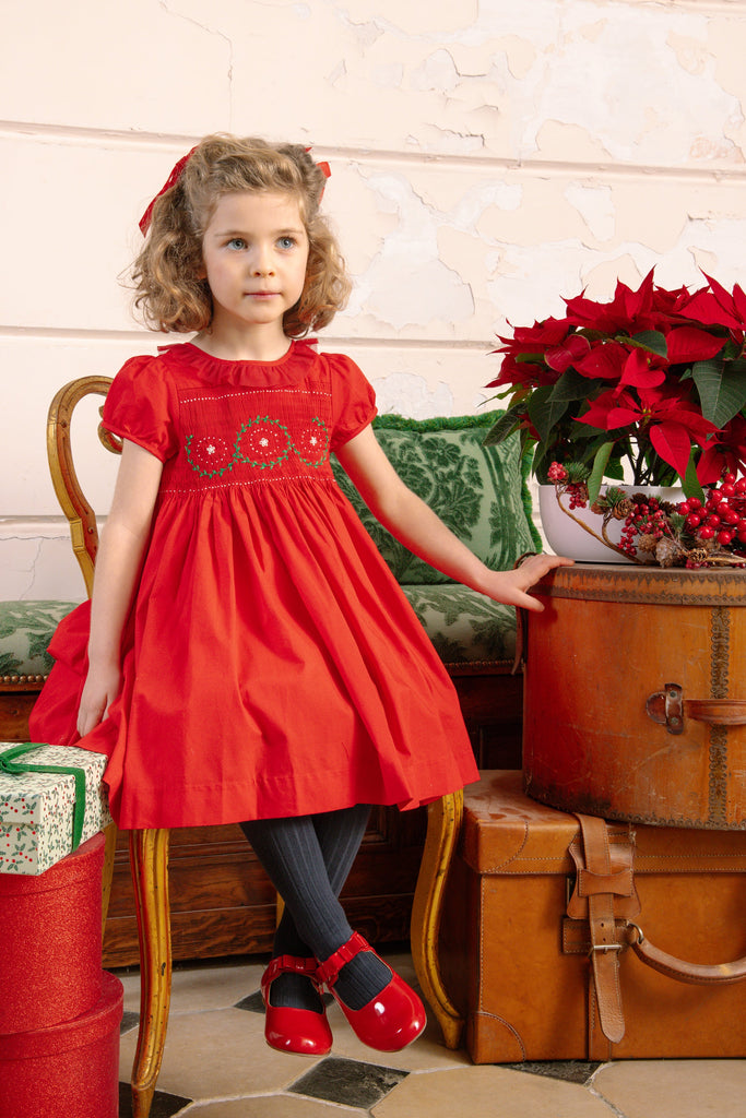 Sofia Red Smocked Dress