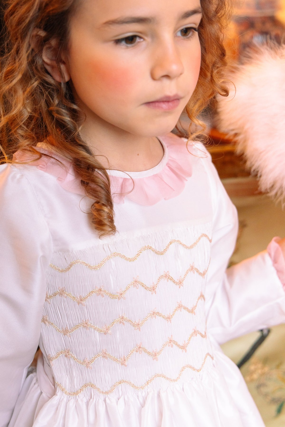 Sofia White Taffeta Long Sleeve Dress