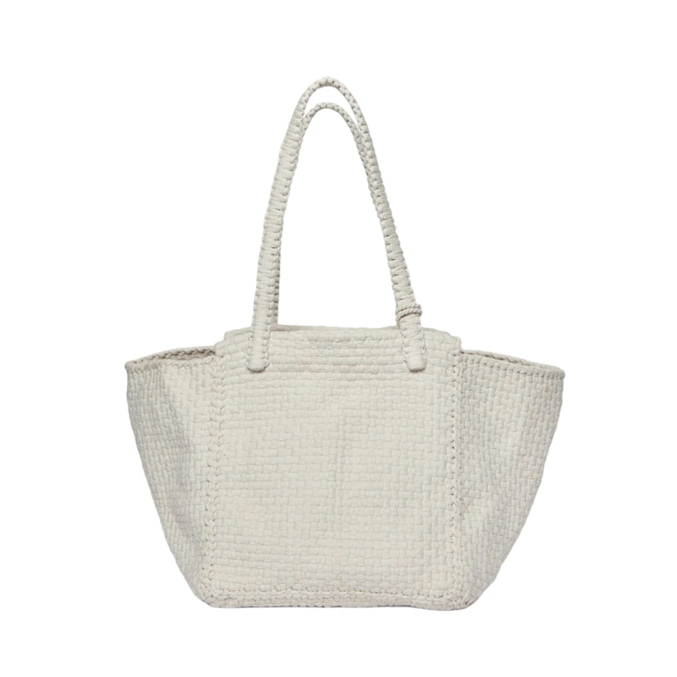 Soona Upcycled Woven Cotton Tote Bag in Ivory