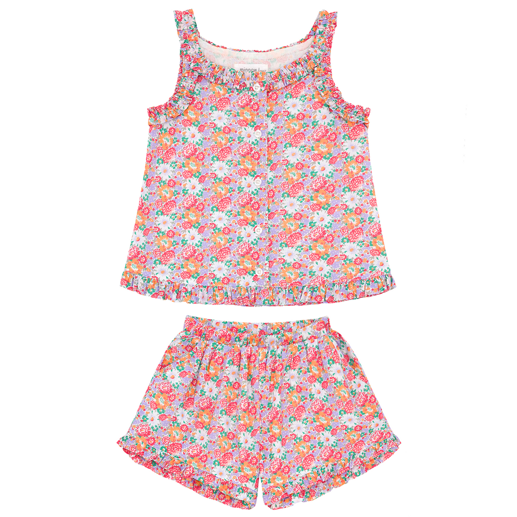 Girls Island Blossom Ruffle Tank And Short Set
