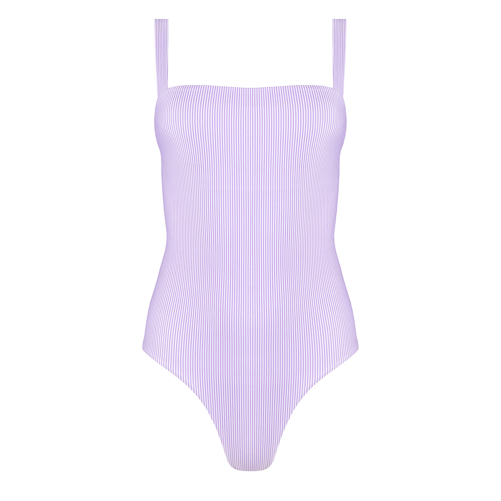 Women’s Lavender Stripe Low Back One Piece