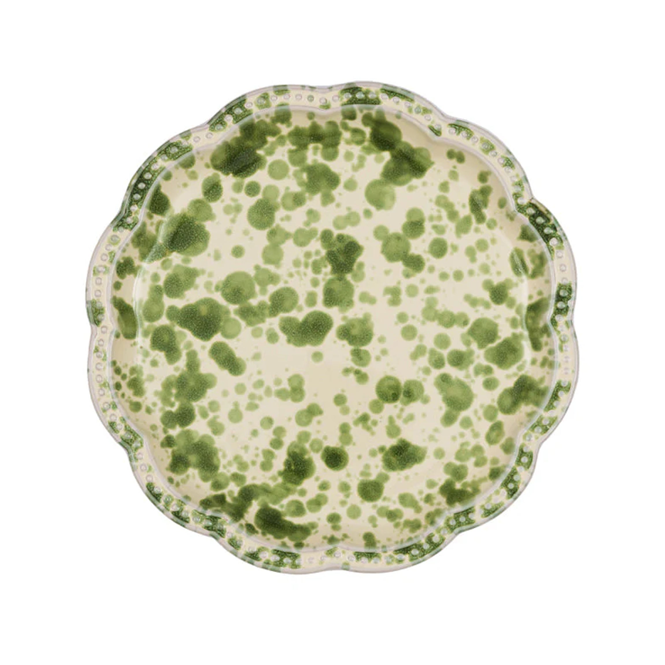 Speckled Dinner Plate in Green and White