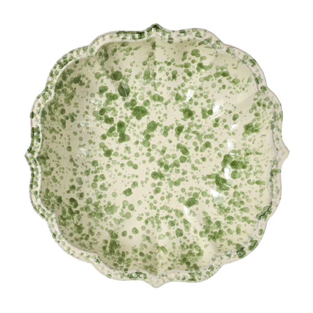 Speckled Serving Bowl, Green and White