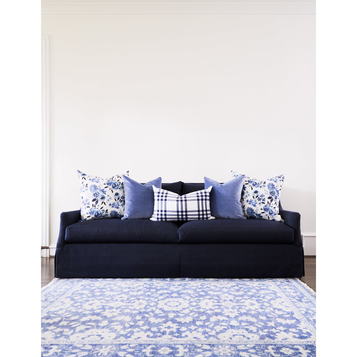 Highland Floral Pillow with Blue Throw Pillows