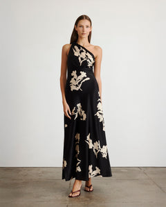 Stassi Dress in Dark Fig & Cream Multi