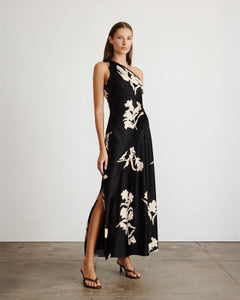 Stassi Dress in Dark Fig & Cream Multi