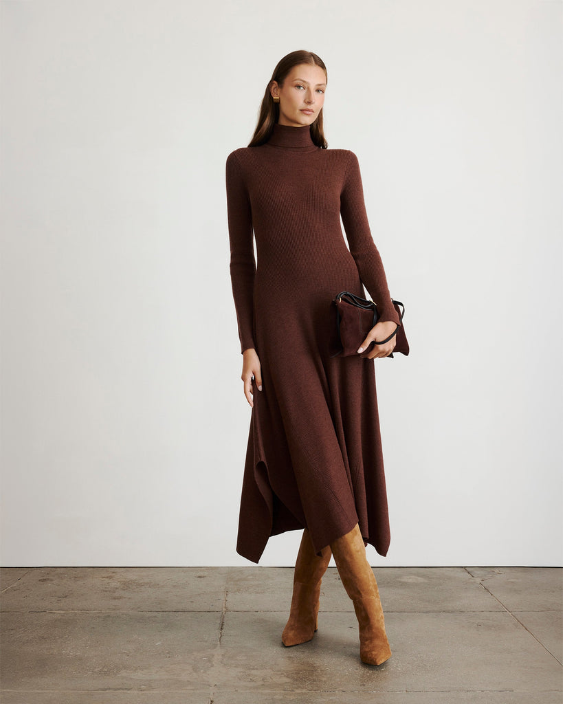 Steffi Knit Dress in Chocolate Melange