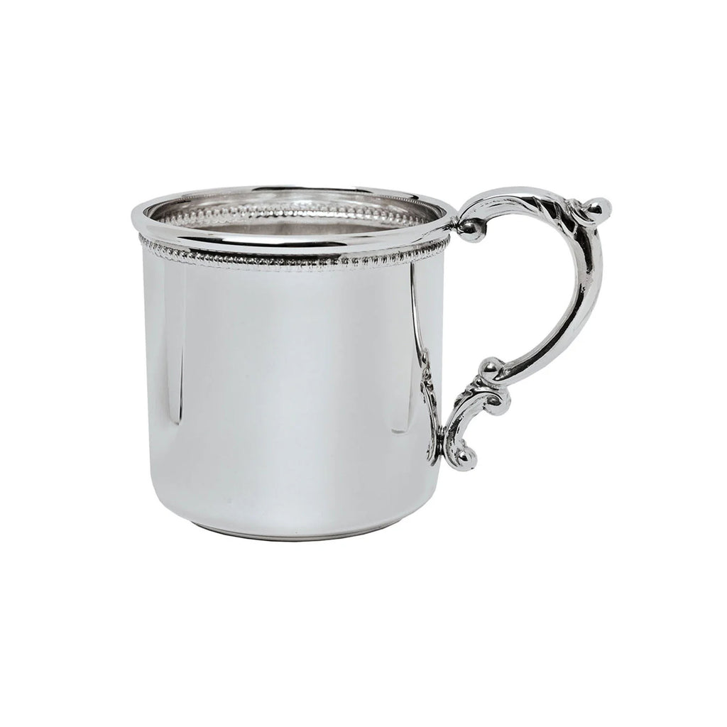 Sterling Silver Beaded Scroll Handle Baby Cup