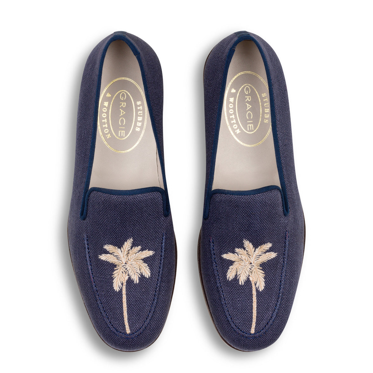 Our palm navy venetian on a white background.