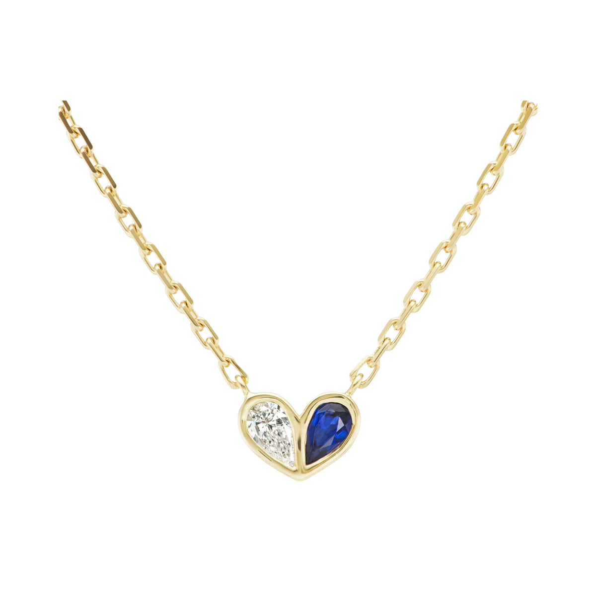 Sweetheart Necklace Diamond and Blue Sapphire