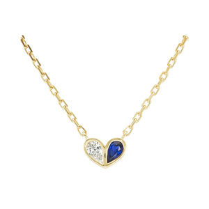 Sweetheart Necklace Diamond and Blue Sapphire