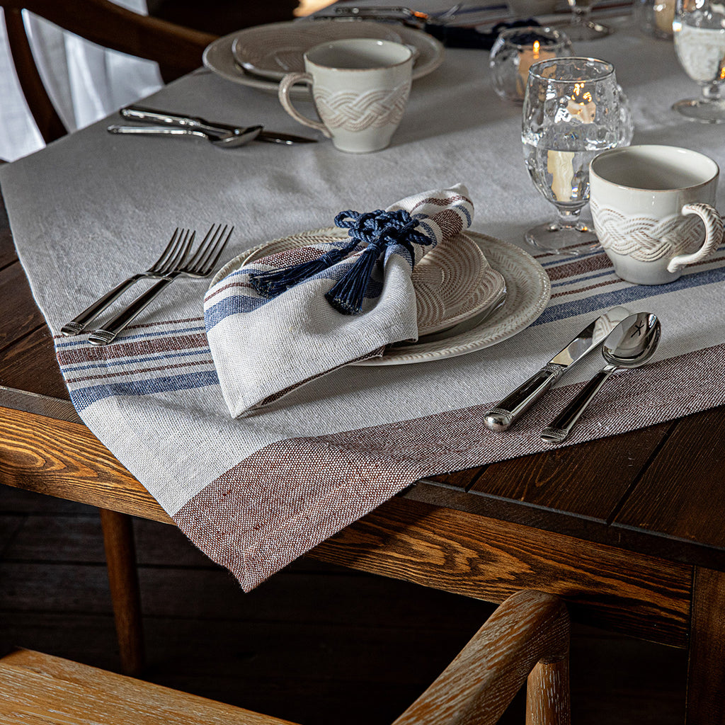 Danish Stripe 52" Table Square in Taupe