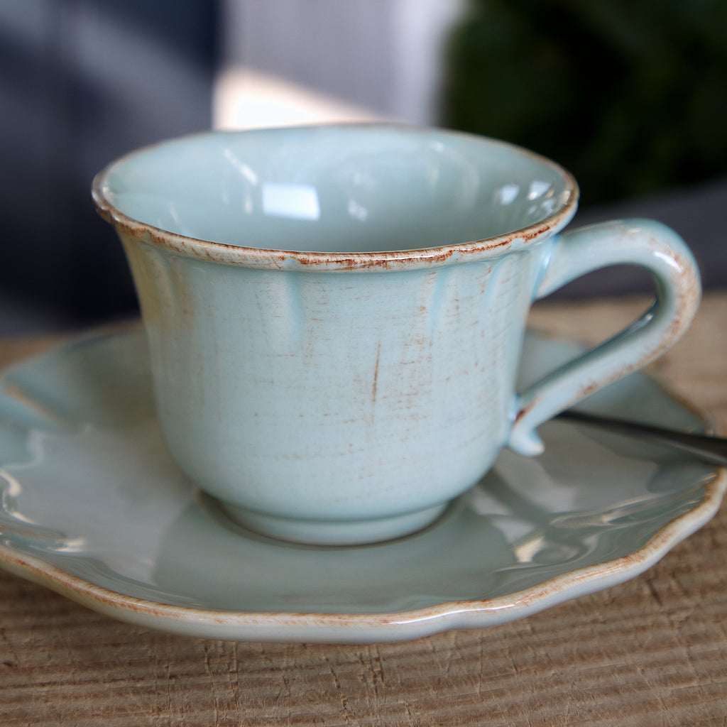 Alentejo Collection Coffee Cups & Saucers in Turquoise, Set of 6