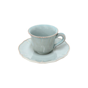 Alentejo Collection Coffee Cups & Saucers in Turquoise, Set of 6