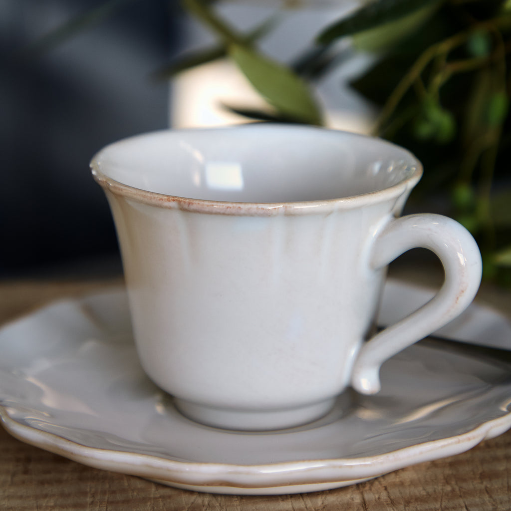 Alentejo Collection Coffee Cups & Saucers in White, Set of 6