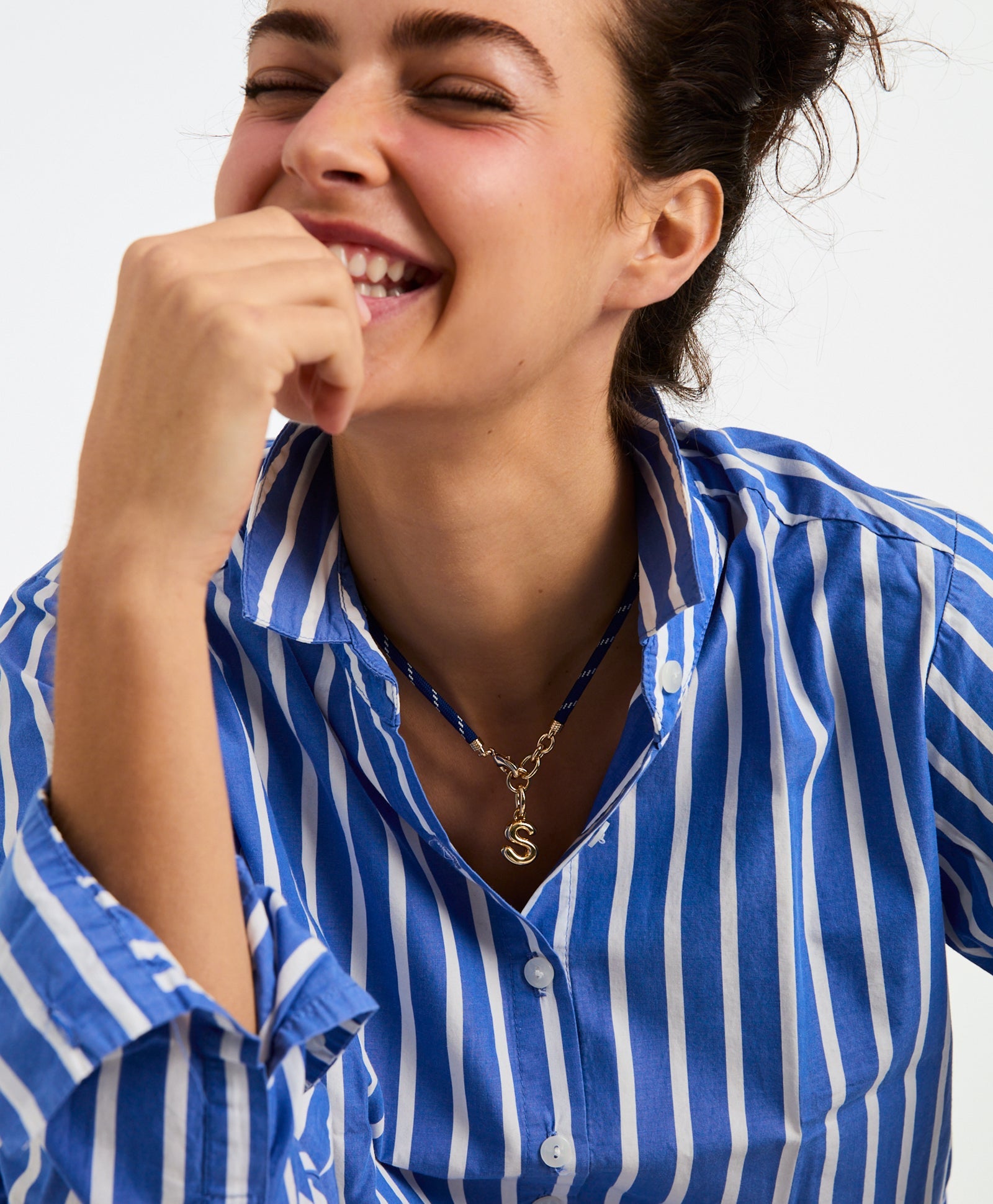 The Happy Cord Charm Necklace in Blue