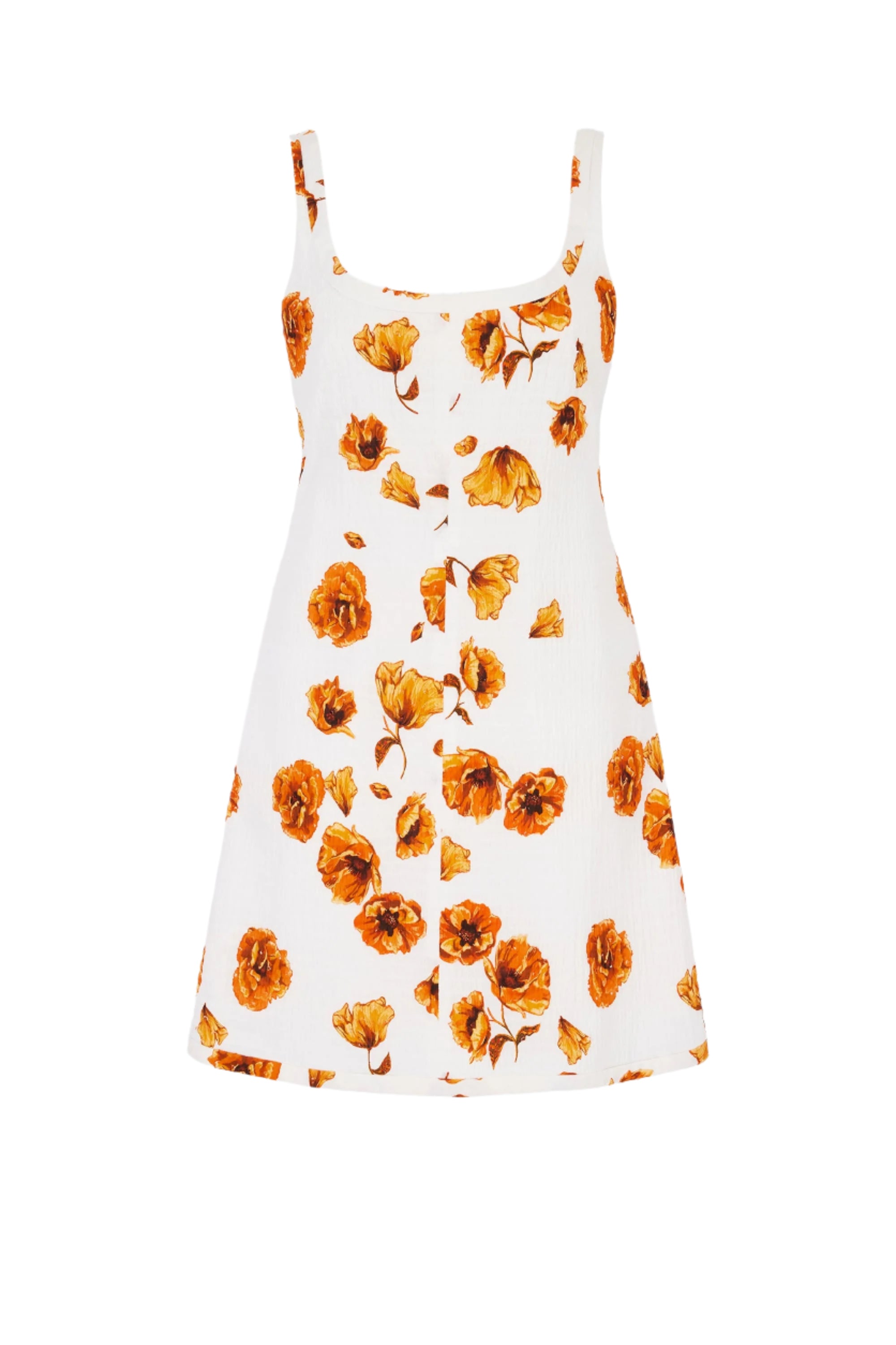 Tillie Dress In Orange Poppies Bibione Cotton