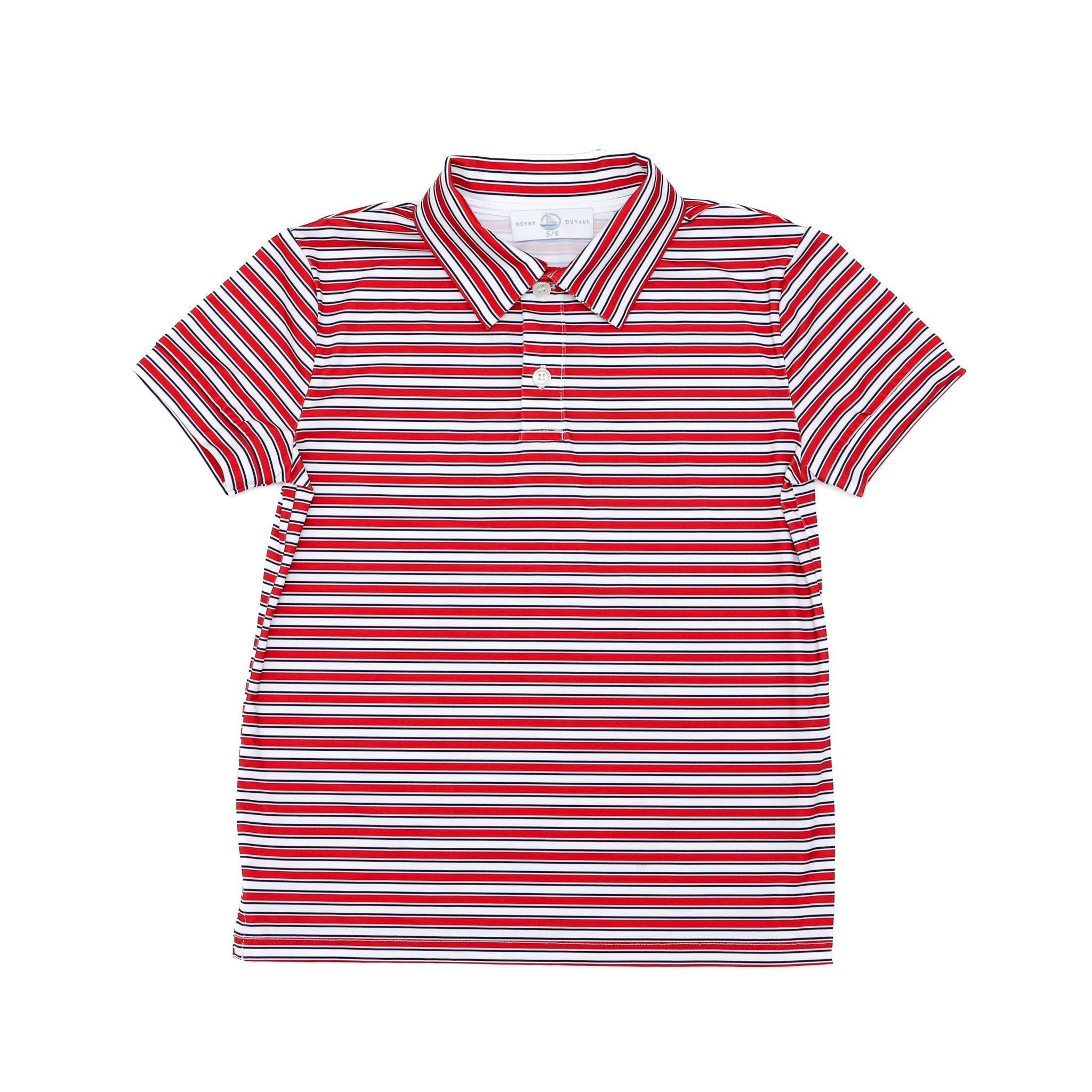 Boys Red Striped Polo - Henry Duvall