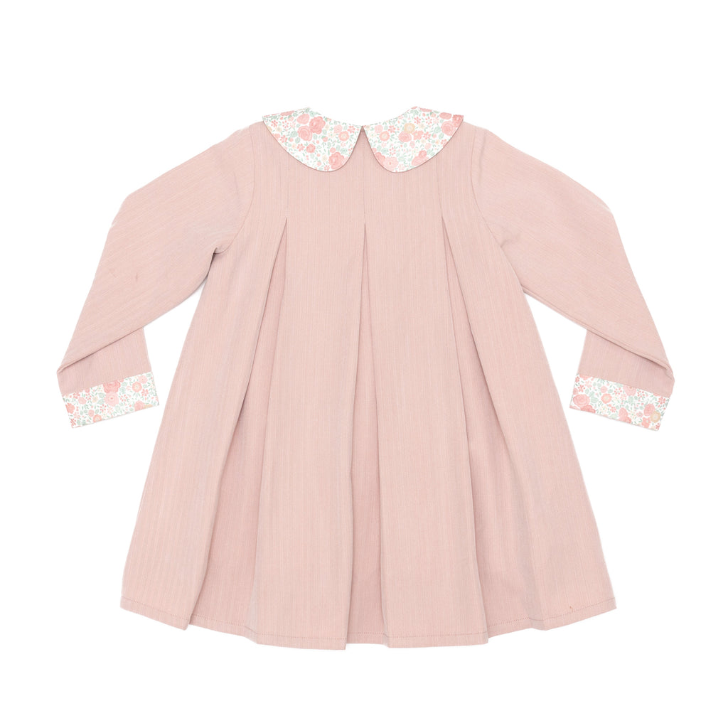 Henry Duvall Pippa Dress for girls in Parker Pink Herringbone, classic rose pink fall dress inspired by English heritage, perfect sibling set style for portraits and special occasions