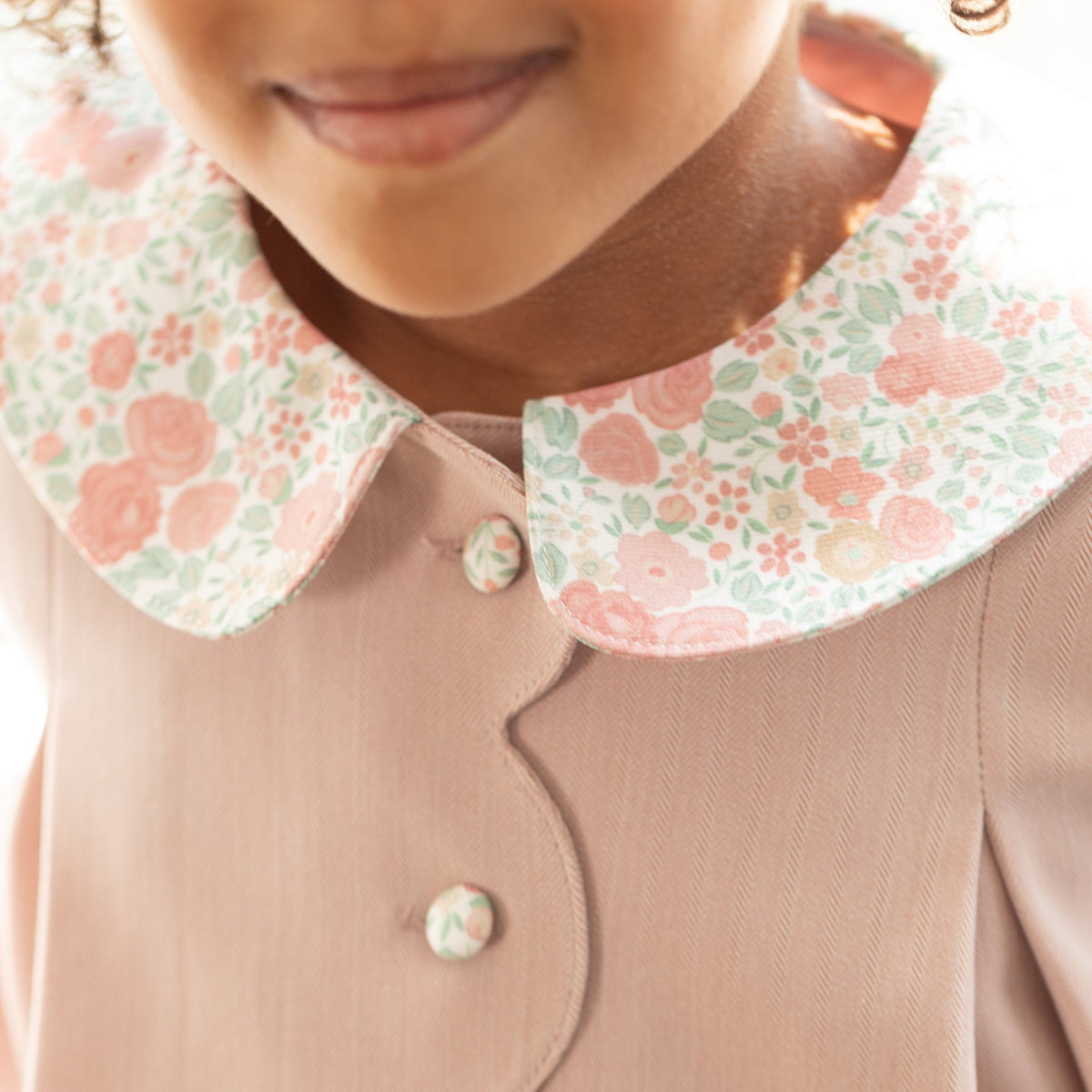 Henry Duvall Pippa Dress for girls in Parker Pink Herringbone, classic rose pink fall dress inspired by English heritage, perfect sibling set style for portraits and special occasions