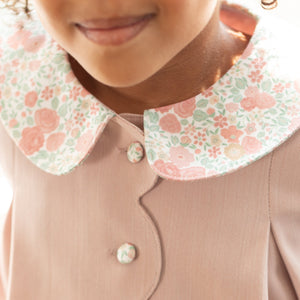 Henry Duvall Pippa Dress for girls in Parker Pink Herringbone, classic rose pink fall dress inspired by English heritage, perfect sibling set style for portraits and special occasions