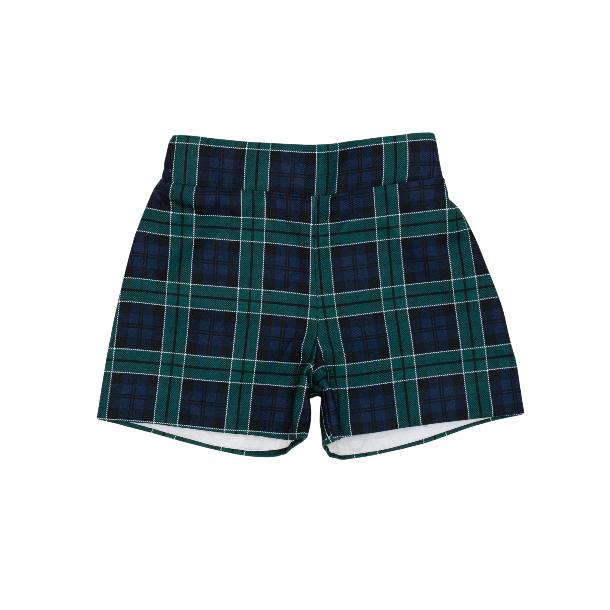 Boys holiday short set in Newbury Tartan with white poplin top and tartan trim, festive Christmas outfit for boys with coordinating sibling options