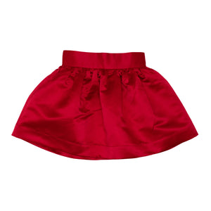 Red holiday skirt for teen girls with subtle pleats and elegant shine, Henry Duvall Sutton Skirt with elastic waistband and classic A-line silhouette