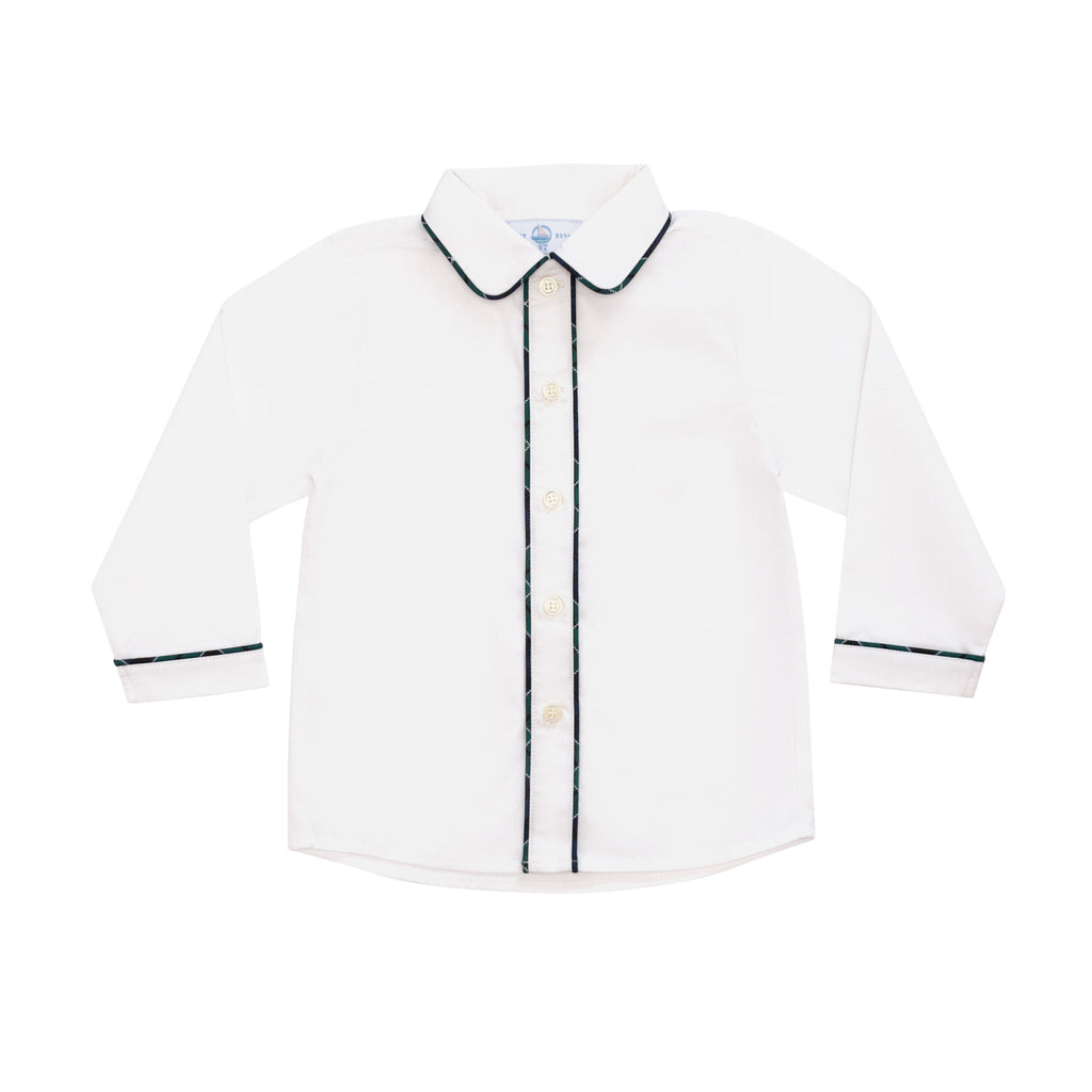 Boys holiday short set in Newbury Tartan with white poplin top and tartan trim, festive Christmas outfit for boys with coordinating sibling options