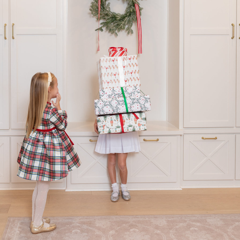 Girl's plaid holiday dress in Townsend Tartan with bow waist detail, vintage-inspired fit, perfect for family photos and festive gatherings – Henry Duvall classic