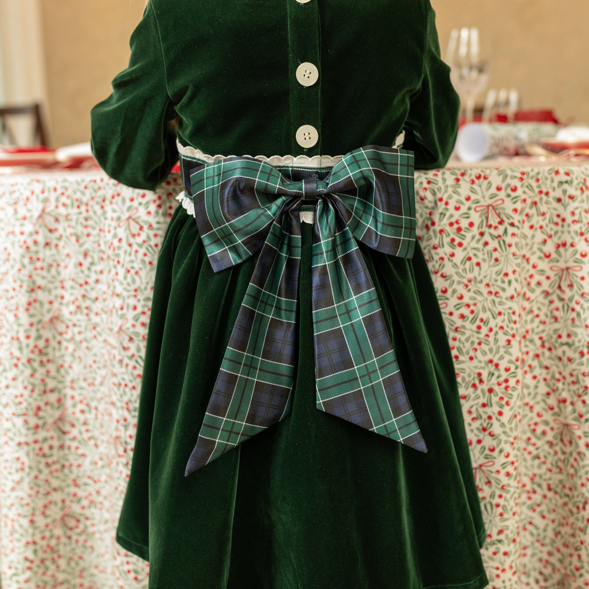 Eliza Dress in Grafton Green Velvet