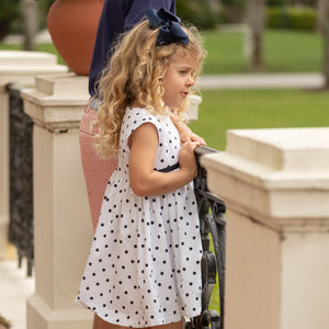 Betsy Dress in Narragansett Navy Polka Dots