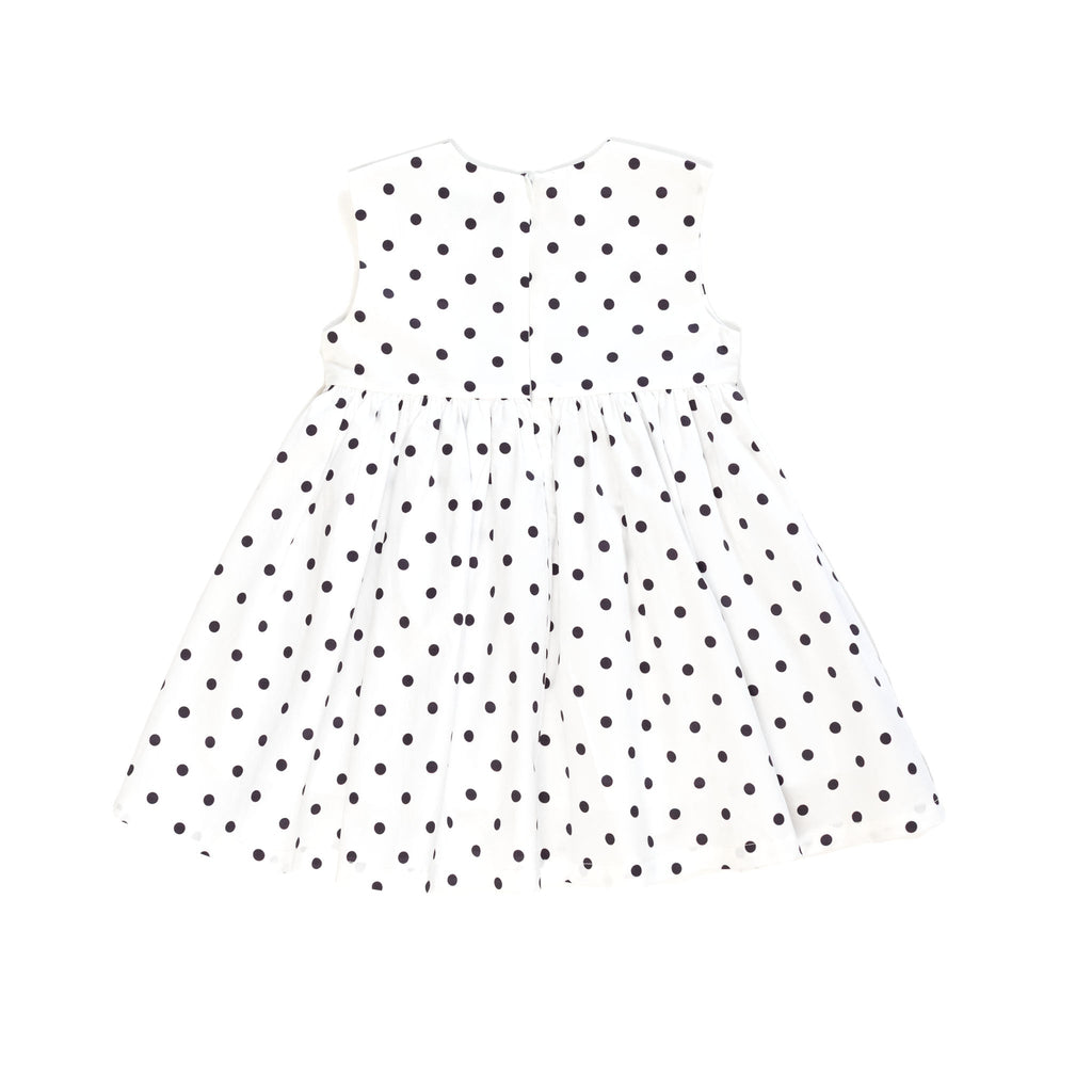 Betsy Dress in Narragansett Navy Polka Dots