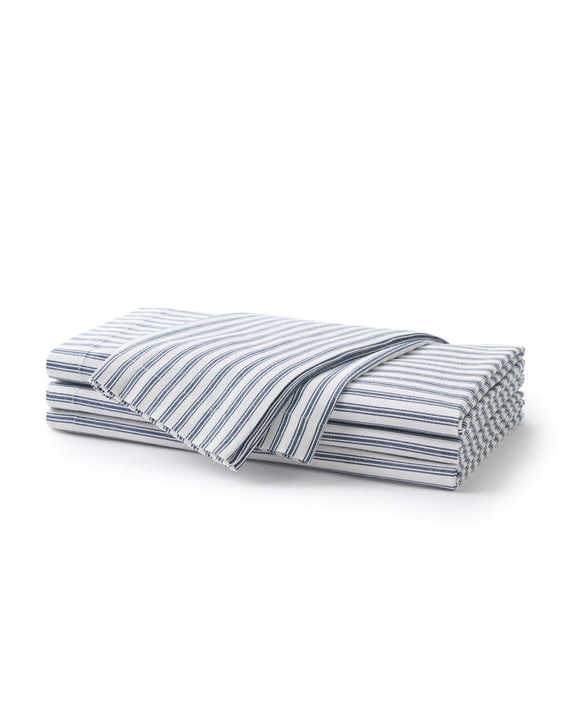 Signature Twill Napkins in Navy French Ticking, Set of 4