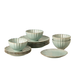 Alentejo Collection 12-pc Place Setting with Cereal Bowl in Turquoise