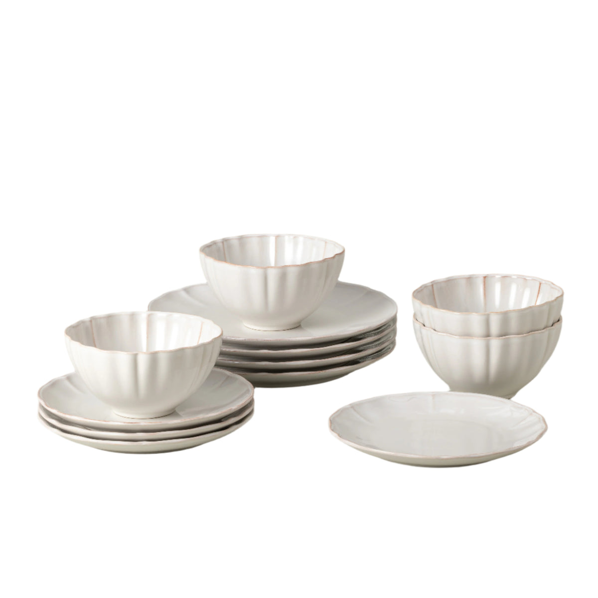 Alentejo Collection 12-pc Place Setting with Cereal Bowl in White