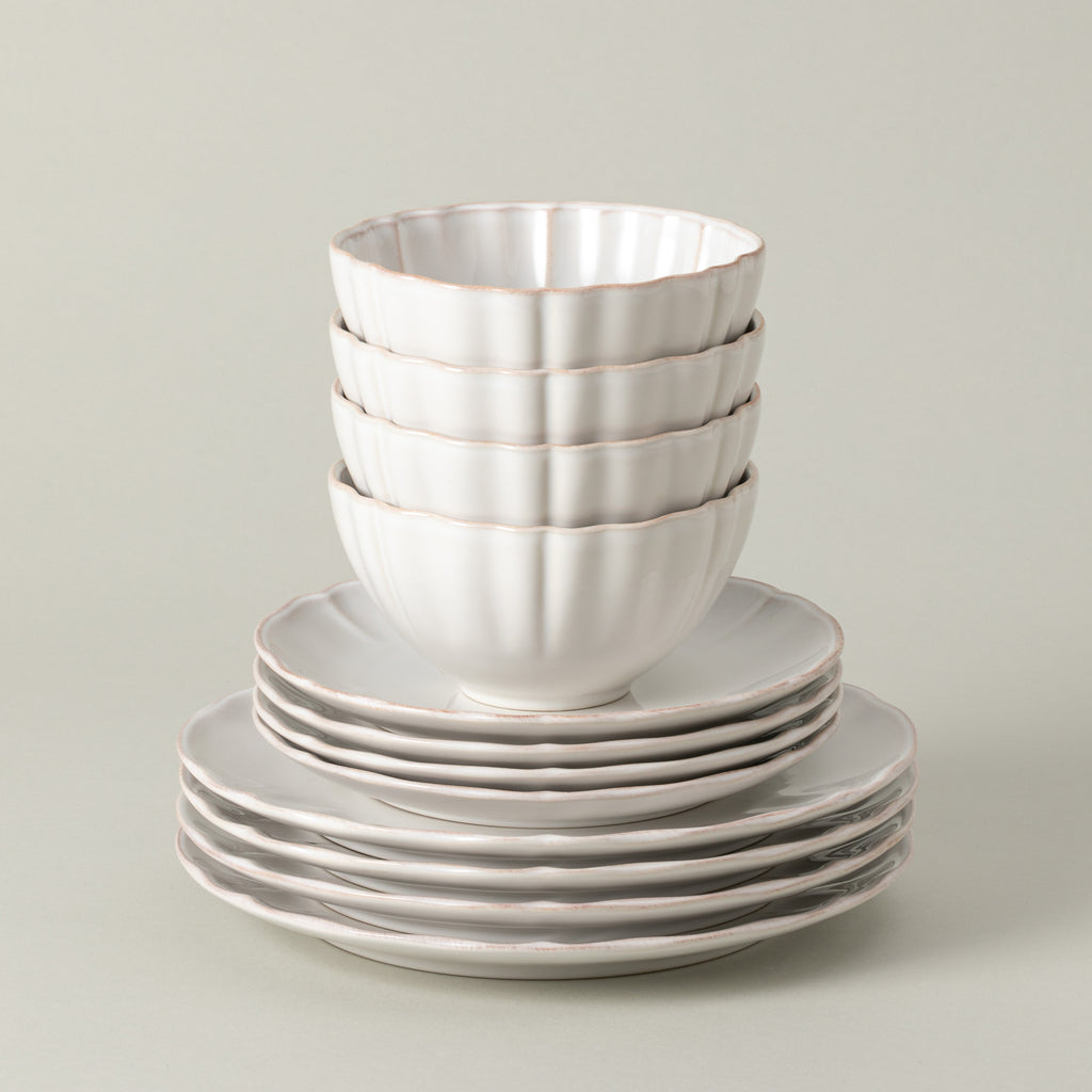 Alentejo Collection 12-pc Place Setting with Cereal Bowl in White