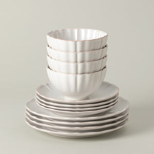 Alentejo Collection 12-pc Place Setting with Cereal Bowl in White